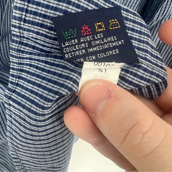 Tommy Hilfiger Cotton Men’s Button Down Shirt Blue & White Gingham 16 1/2 32-33 - Picture 5 of 8